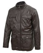 Victor braune lange Lederjacke