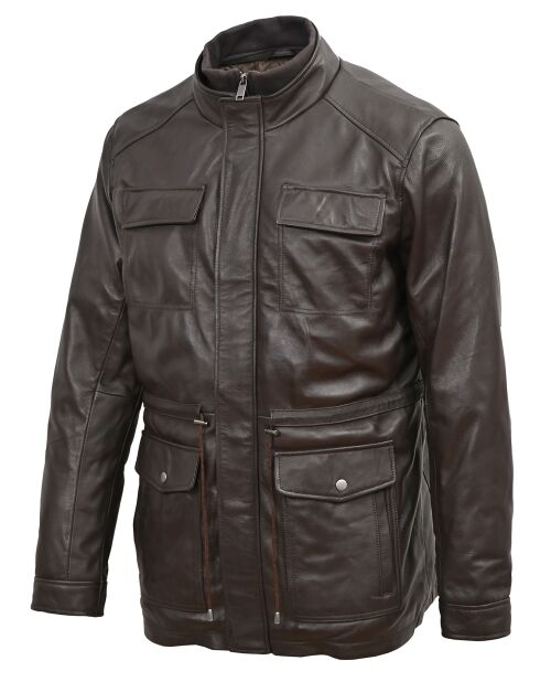 Victor braune lange Lederjacke