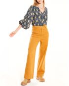 Pantalon en Coton évasé James ocre