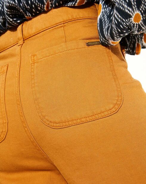 Okerkleurige katoenen broek met uitlopende pijpen James