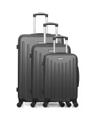 3 Valises 4 roues simples Brooklyn 55/65/75 cm gris foncé