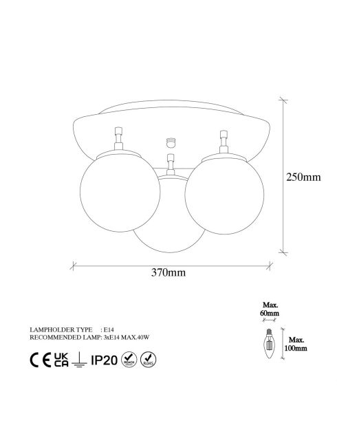 Plafonnier Well doré - 37x44x25 cm