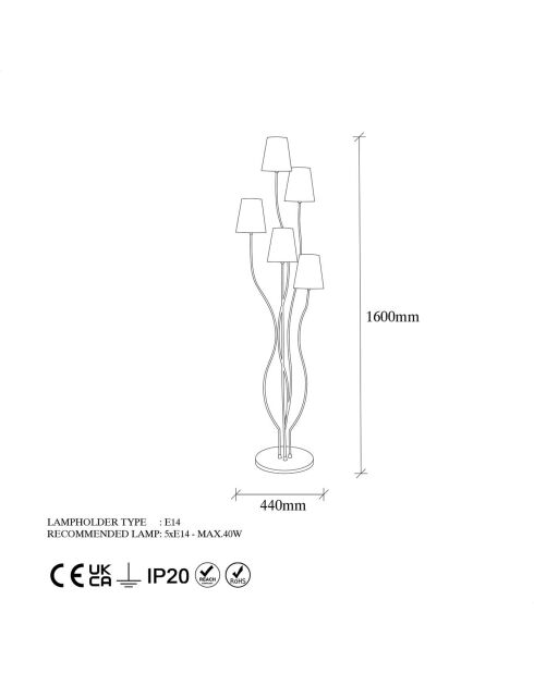 Lampadaire Bonibon multicolore - 44x44x160 cm