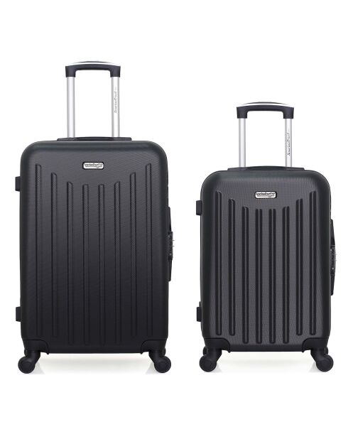 2 zwarte eenpersoons koffers met 4 wielen Brooklyn 65/75 cm