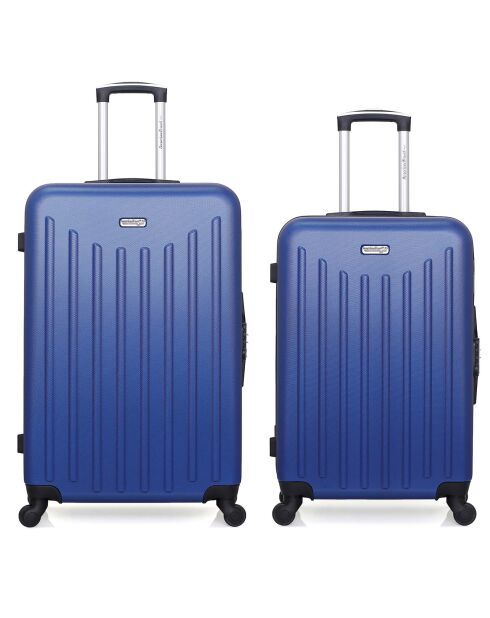 2 blauwe eenpersoons koffers met 4 wielen Brooklyn 65/75 cm