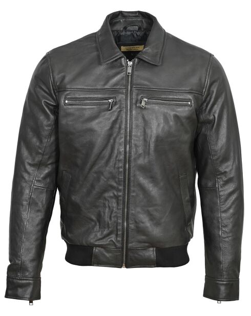 Veste en Cuir Kevin noire