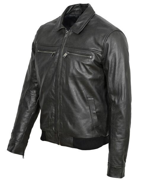 Veste en Cuir Kevin noire