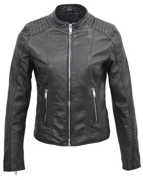 Veste en Cuir Fanny noire