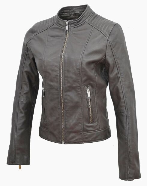 Veste en Cuir Fanny marron