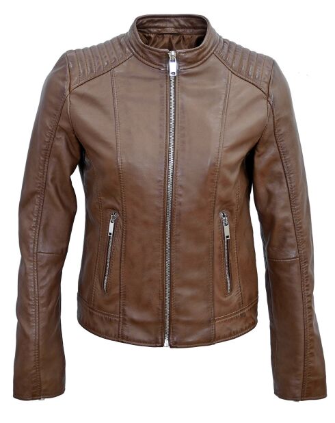 Veste en Cuir Fanny cognac