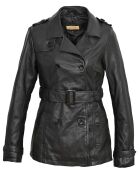 Schwarze lange Lederjacke Lola