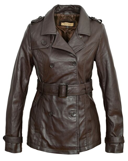 Chaqueta larga de piel marrón Lola