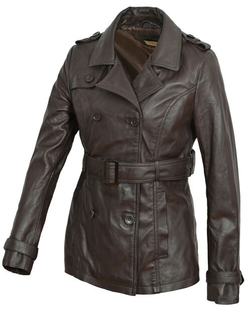 Chaqueta larga de piel marrón Lola