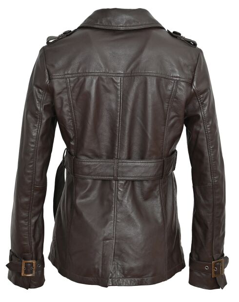 Chaqueta larga de piel marrón Lola