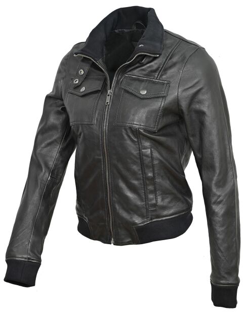 Veste en Cuir Kaia noire