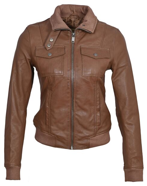 Veste en Cuir Kelie cognac