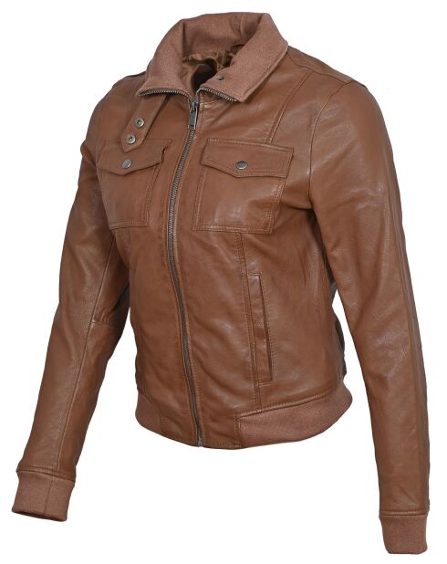 Veste en Cuir Kelie cognac