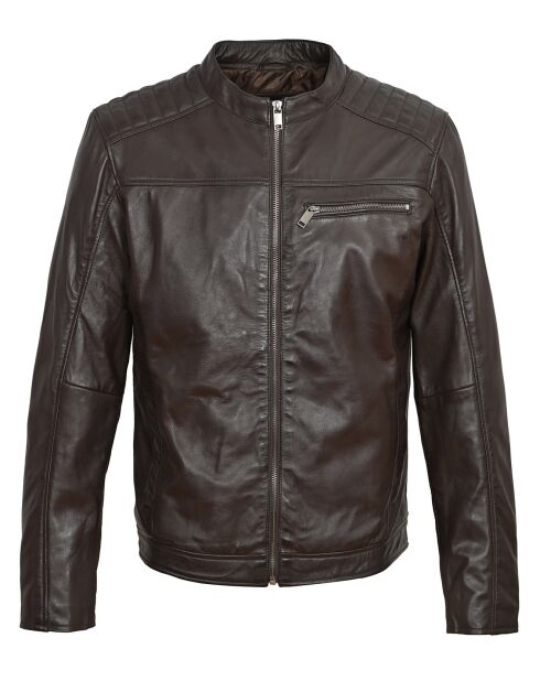 Veste en Cuir Yan marron