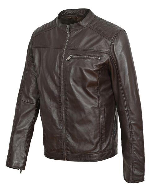 Veste en Cuir Yan marron