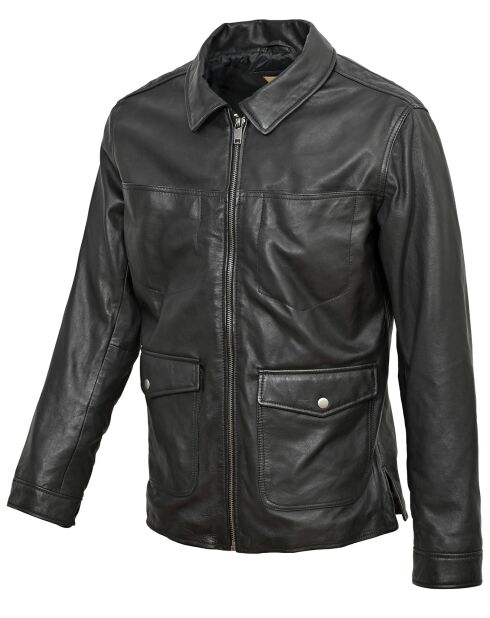 Veste en Cuir Yohan noire