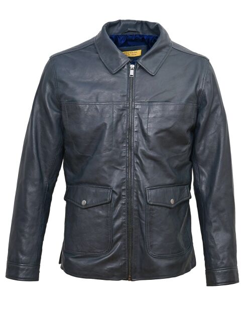 Veste en Cuir Yohan marine