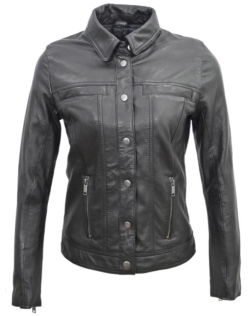 Veste en Cuir Isia noire