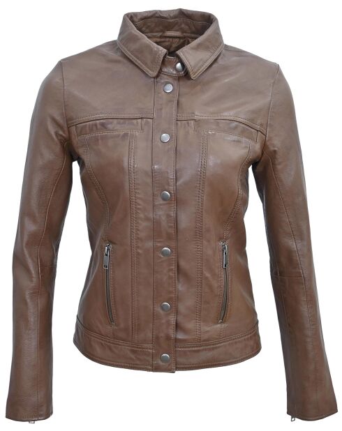 Veste en Cuir Isia cognac