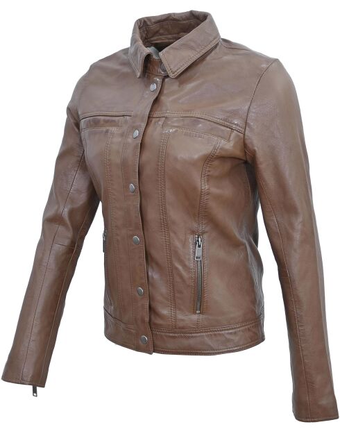 Veste en Cuir Isia cognac