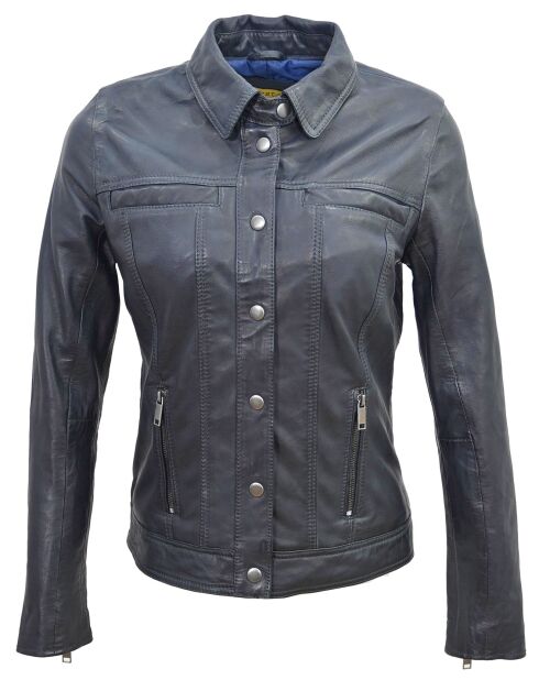 Veste en Cuir Isia marine