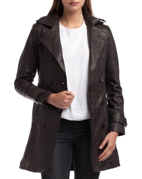 Trench en Cuir Esmeralda marron