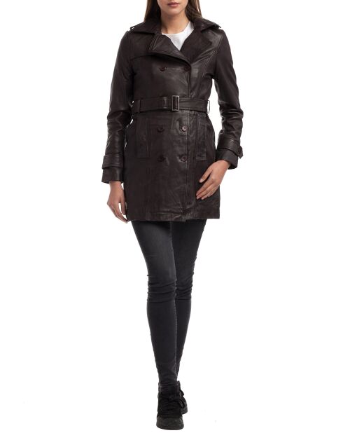 Trench en Cuir Esmeralda marron