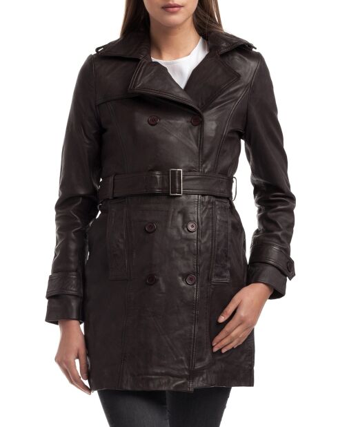 Trench en Cuir Esmeralda marron