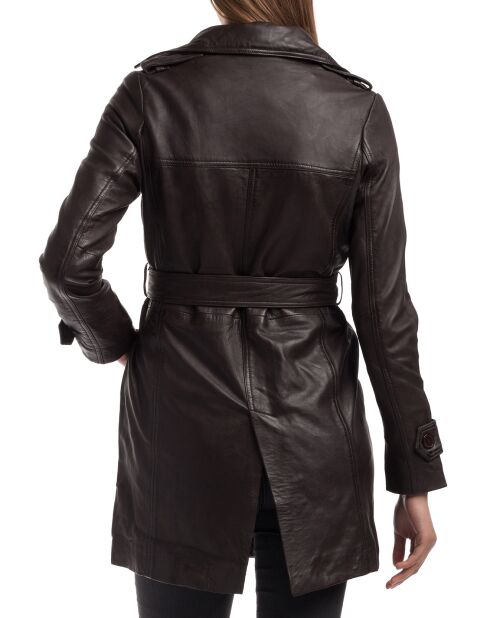Trench en Cuir Esmeralda marron