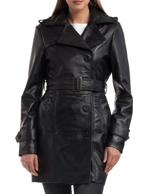 Trench en Cuir Esmeralda noir