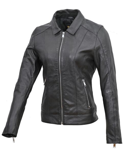 Chaqueta de cuero negra Tom