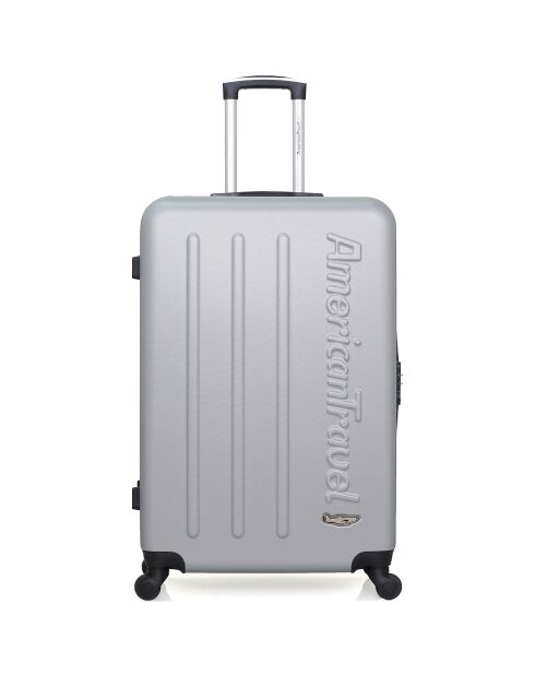2 silberne schlichte 4-Rad-Koffer aus Bronx, 65/75 cm