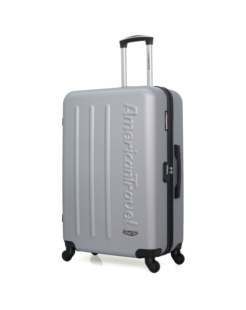 2 silberne schlichte 4-Rad-Koffer aus Bronx, 65/75 cm