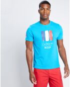 T-Shirt 100% Coton Bio Les Voiles de Saint-Tropez bleu turquoise