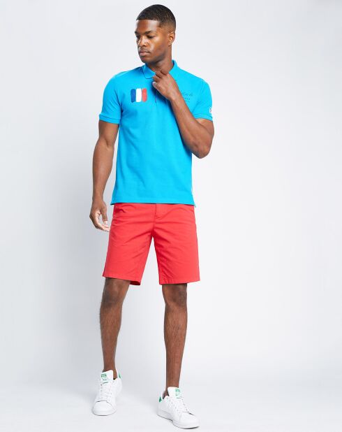 Polo blu turchese in cotone biologico 100% Les Voiles de Saint-Tropez