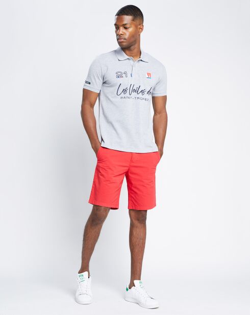 Polo firmata Les Voiles de Saint-Tropez in 100% cotone biologico in grigio melange