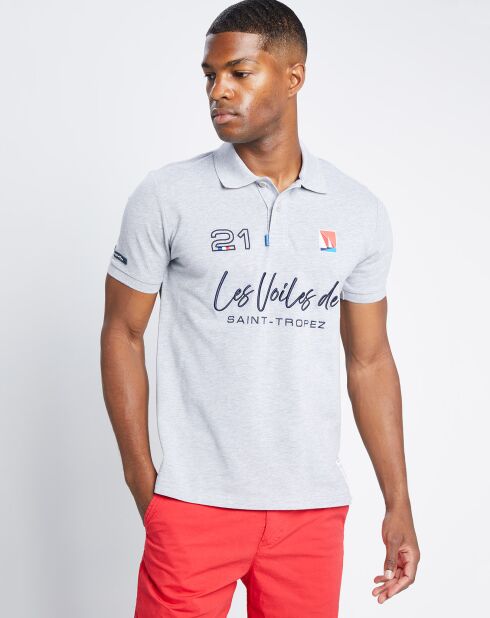 Polo firmata Les Voiles de Saint-Tropez in 100% cotone biologico in grigio melange