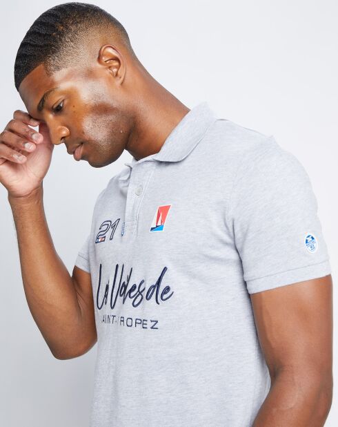 Polo firmata Les Voiles de Saint-Tropez in 100% cotone biologico in grigio melange