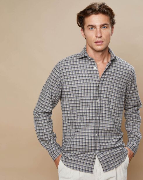 Chemise en Flanelle de Coton Regular Paul à carreaux  flanelle/gris/naturel