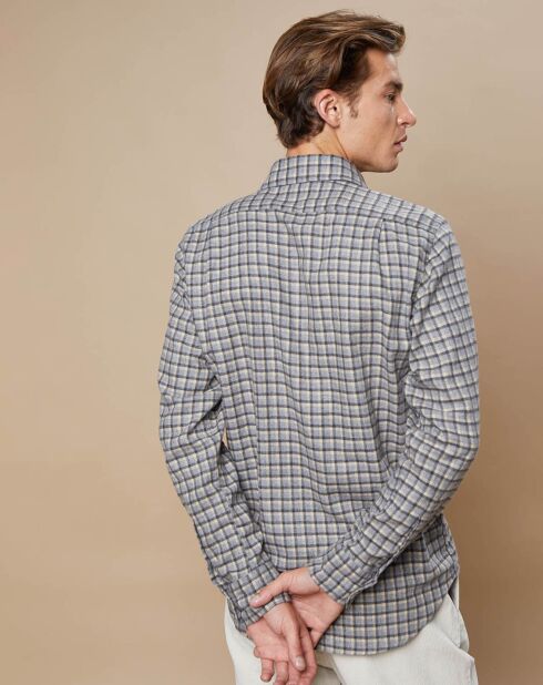 Chemise en Flanelle de Coton Regular Paul à carreaux  flanelle/gris/naturel