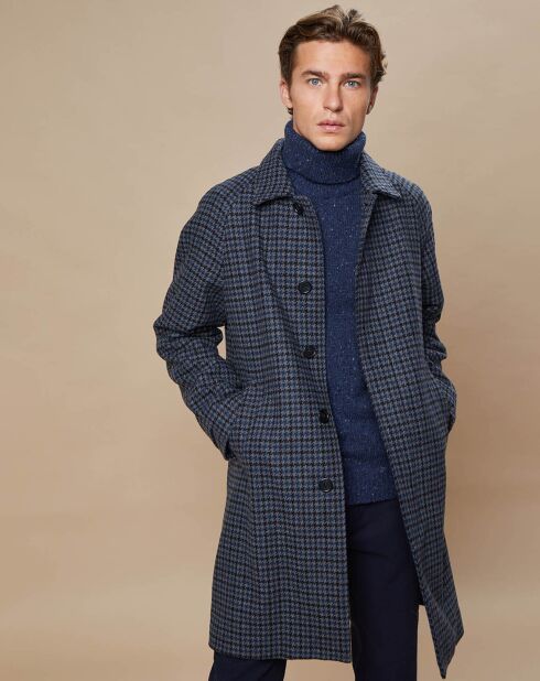 Manteau en Laine mélangée Calvin pied-de-poule gris/marine