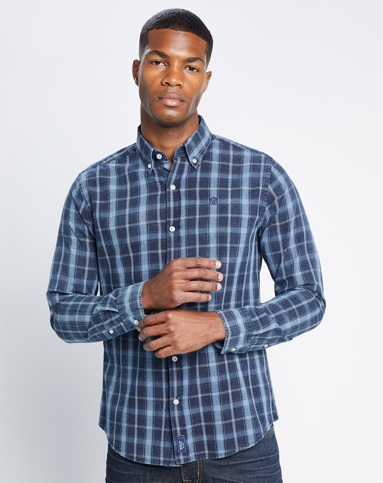 Chemise Homme OWK Bleue à Carreaux - Taille L, Coton - Occasion Très Bon état