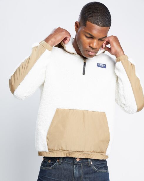 Blouson zippé Sherpa Bi-matière blanc/beige