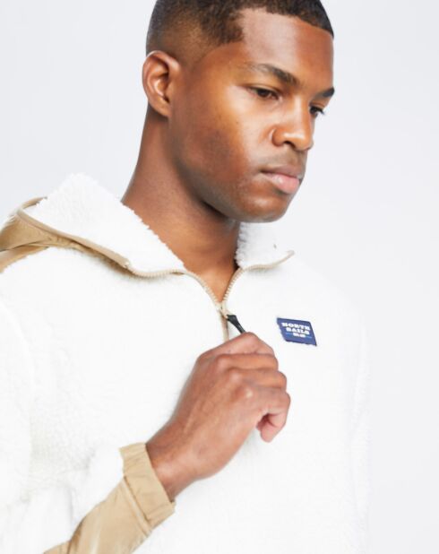 Blouson zippé Sherpa Bi-matière blanc/beige