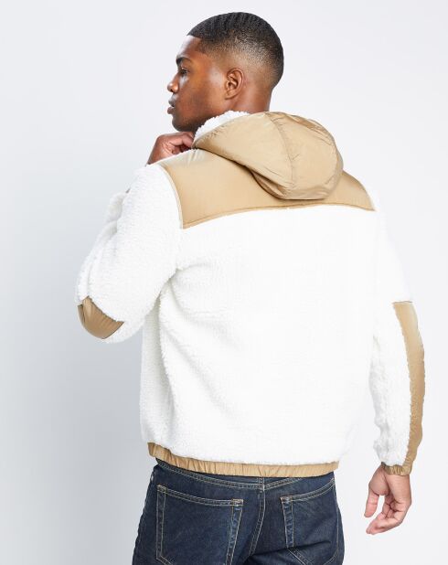 Blouson zippé Sherpa Bi-matière blanc/beige