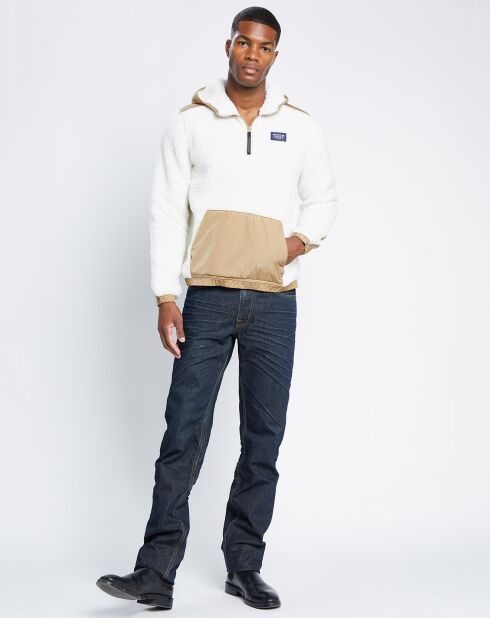 Blouson zippé Sherpa Bi-matière blanc/beige